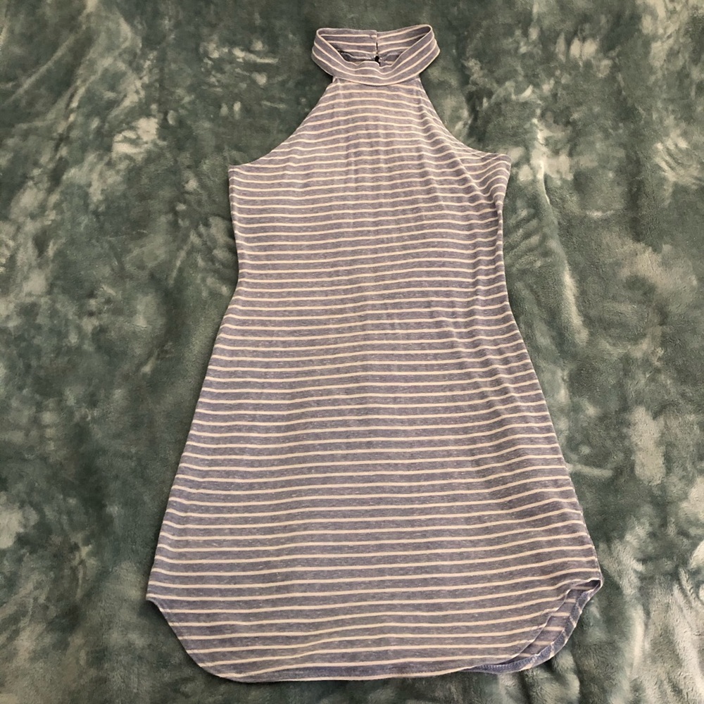 La Hearts blue & white stripe halter dress